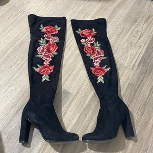 Over-the-Knee embroidered boots